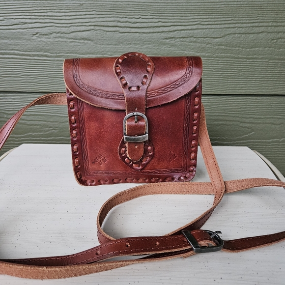 Zara Bags Rare Vintage Zara Full Grain Leather Purse Brown Boho